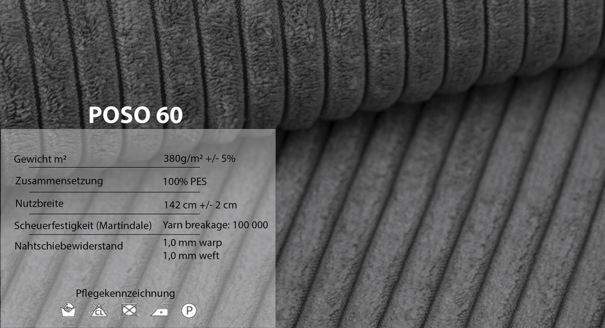 SCHLAFSOFA mit Bettkasten und Cordstoff MONA Graphit - Grau, Holzwerkstoff (255/85/105cm) - Compleo24