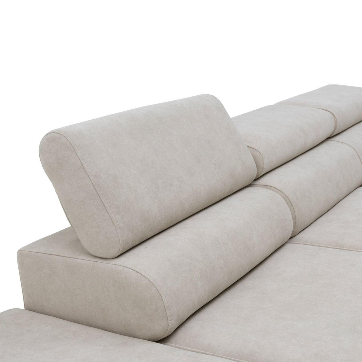 ECKSOFA JAZZ L Links mit Schlaffunktion 127x216 Velours Beige - Beige/Schwarz, Holz/Textil (285/237cm) - Muffo
