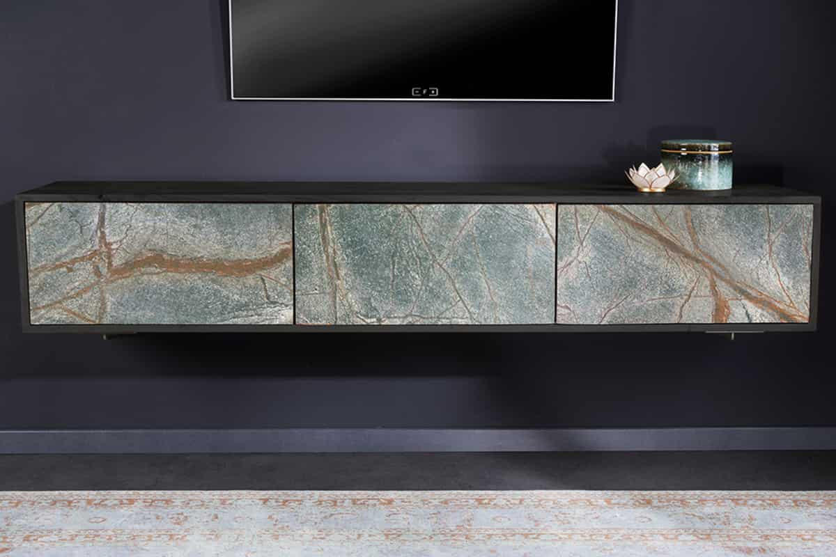 TV-LOWBOARD MOUNTAIN SOUL Akazie 160cm - Multicolor/Schwarz, Holz/Stein (160/29/33cm) - riess-ambiente