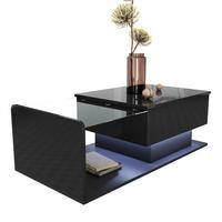 COUCHTISCH Hochglanz Glas LED Schwarz - Schwarz, Holz (100/50/47.5cm) - Kaket