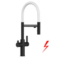 NIEDERDRUCK-3-WEGE-KÜCHENARMATUR, Schwarz Matt und Weiß, 2-Strahl-Brause - Weiß, Metall (20.61/48/20.61cm) - VIZIO