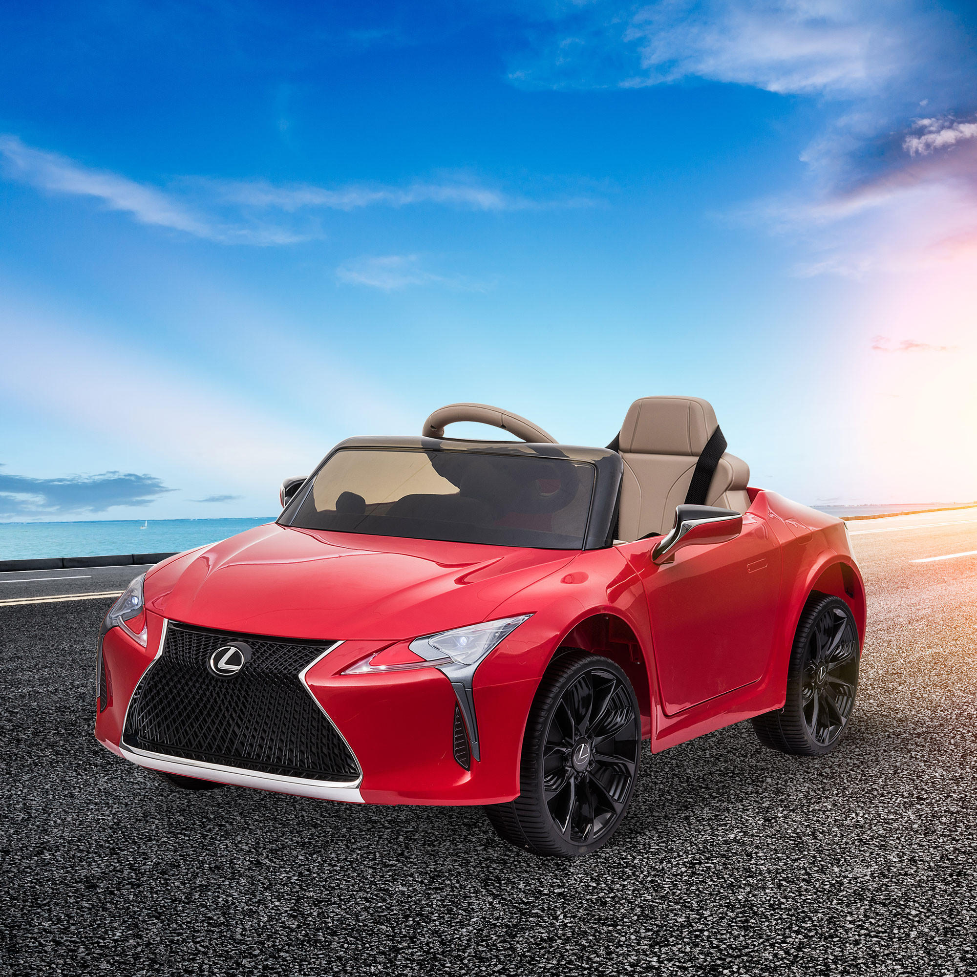 KINDERAUTO von Lexus Kinderfahrzeug Elektroauto mit MP3 Licht Musik Rot - Rot, Kunststoff (106/63/44cm) - HOMCOM