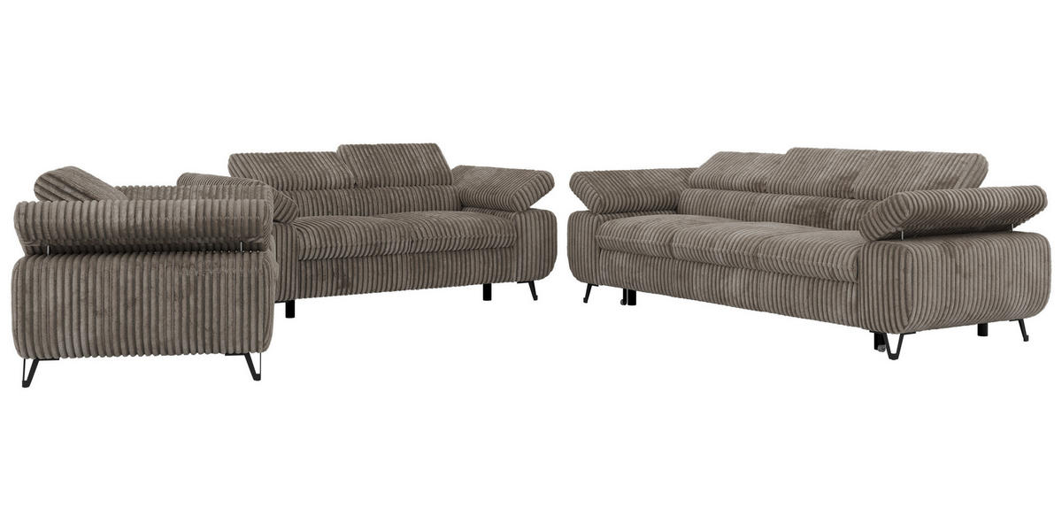 SEDACIA ZOSTAVA PETERS 1+2+3 - Svetlohnedá Manšester - svetlohnedá/čierna, kov/textil (262/76/99cm) - MKS