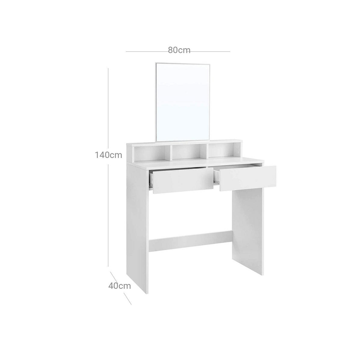 SCHMINKTISCH MIT RECHTECKIGEM SPIEGEL - Weiß, Holzwerkstoff (40/140/80cm) - Hansiro