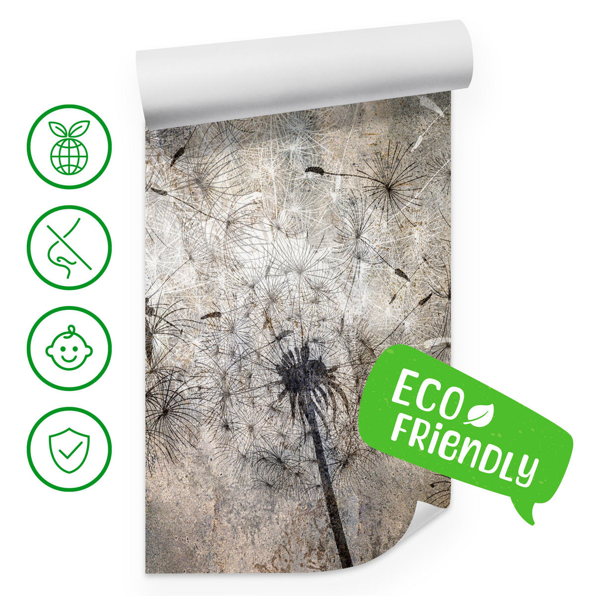 FOTOTAPETE Pusteblumen Beton Retro Stil 250x175 - Beige/Braun, Papier (250/175cm) - Muralo