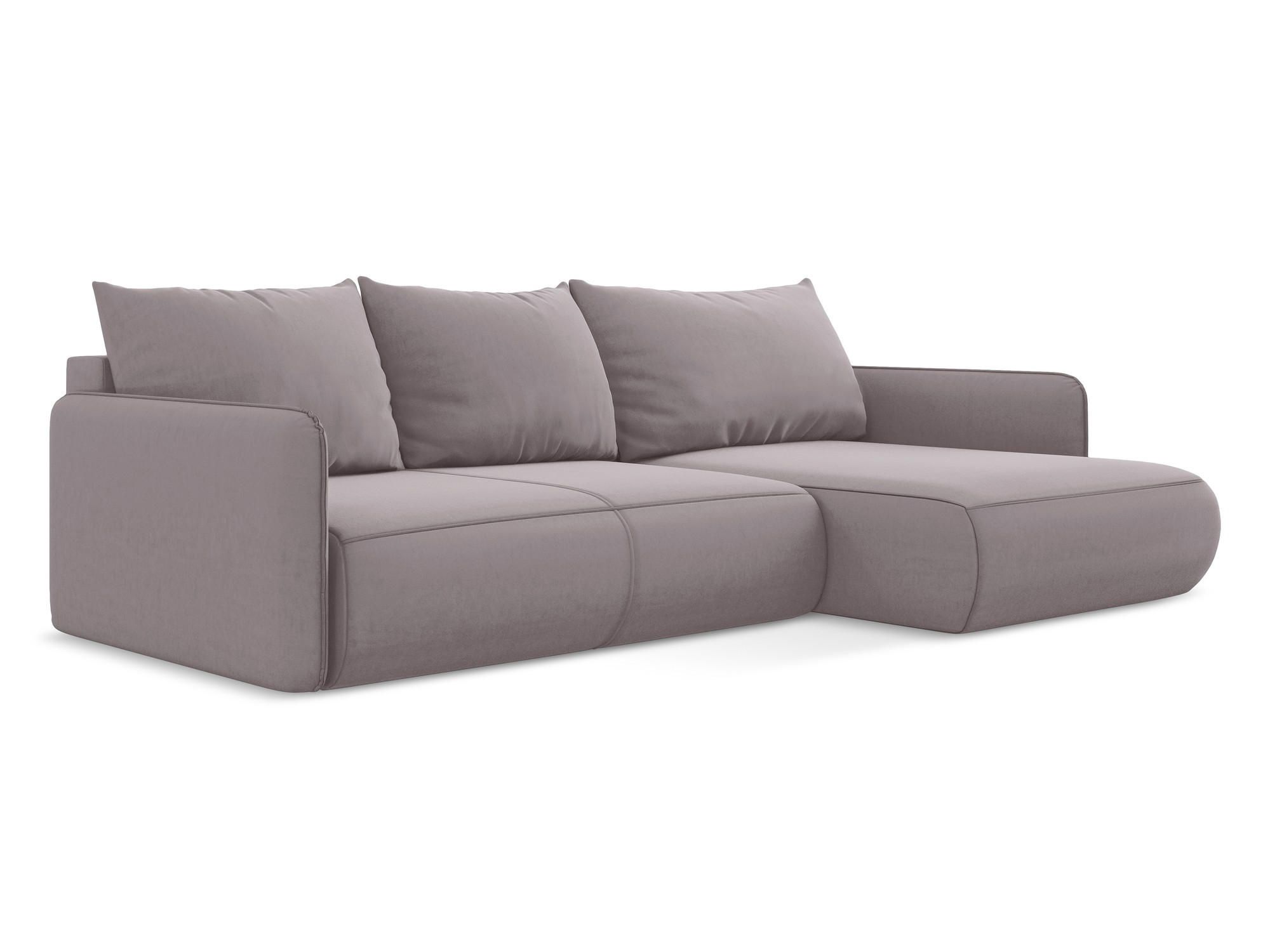ECKSOFA mit Schlaffunktion Samt Stoff Violett - Lila/Flieder, Kunststoff/Textil (240/148cm) - Makamii