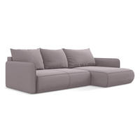 ECKSOFA mit Schlaffunktion Samt Stoff Violett - Lila/Flieder, Kunststoff/Textil (240/148cm) - Makamii