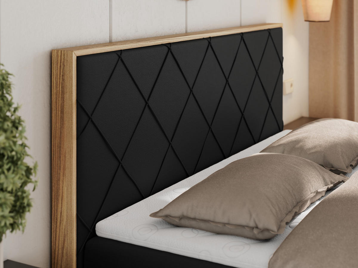 BOXBETT CAICOS 180/200 - Schwarz Kunstleder - H4 - Schwarz, Holz/Textil (180/200cm) - MKS