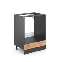HERDUMBAUSCHRANK R-Line Goldkraft Eiche 60 cm, AP Eiche - Anthrazit/Eiche Wotan, Holzwerkstoff (60/81.6/60cm) - Vicco
