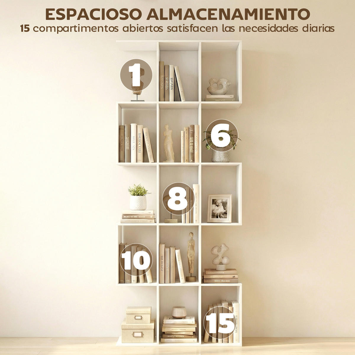 BÜCHERREGAL,5-STUFIG S-förmig 80x24x200cm,weiß - Weiß, Holzwerkstoff (80/200/24cm) - Vallsero