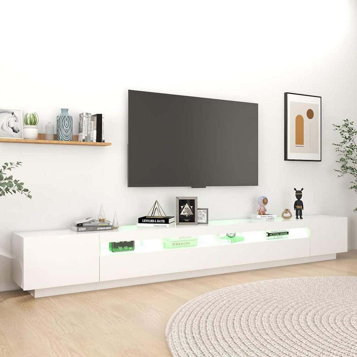 TV-SCHRANK Mit Led-Leuchten Weiss 300/35/40 Cm - Weiß, Holzwerkstoff (300/40/35cm) - vidaXL