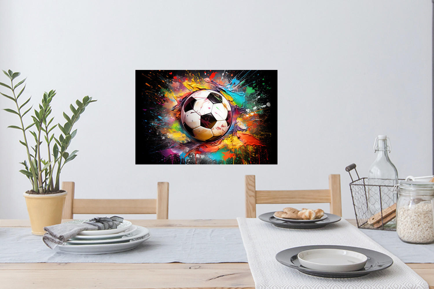 WANDTATTOO Fußball - Farbe - Farben - Schwarz - Weiß 60x40 cm - Weiß, Kunststoff (60/40/0.1cm) - MuchoWow