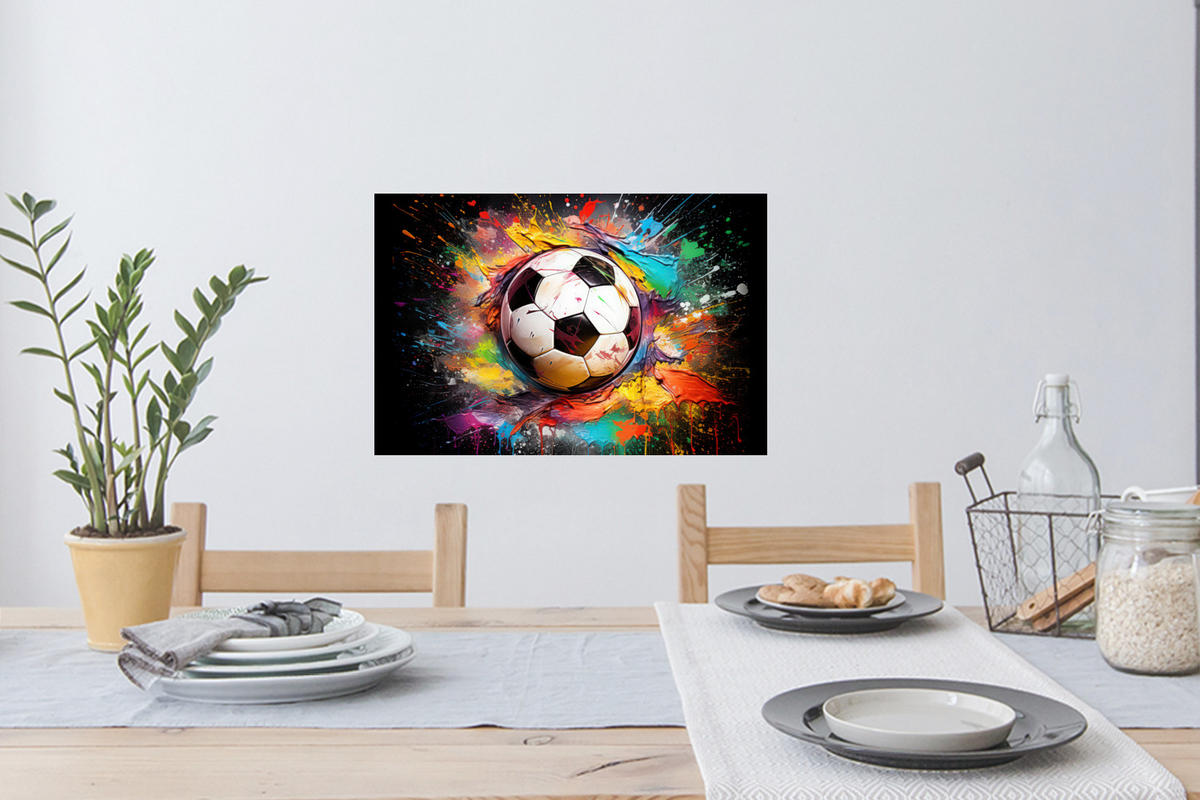 WANDTATTOO Fußball - Farbe - Farben - Schwarz - Weiß 60x40 cm - Weiß, Kunststoff (60/40/0.1cm) - MuchoWow