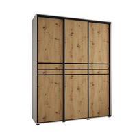 SCHWEBETÜRENSCHRANK 235,2/200/60 3-türig - Schwarz/Eiche Artisan, Holz/Metall (200/235/60cm) - Abiks Möbel