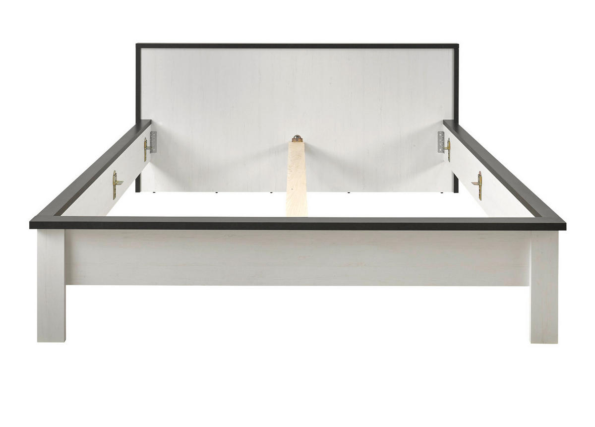 BETT weiß Pinie, anthrazit Landhaus, Doppelbett Liegefläche 180 x 200 cm - Anthrazit/Weiß, Holzwerkstoff (180/200cm) - Furn.Design