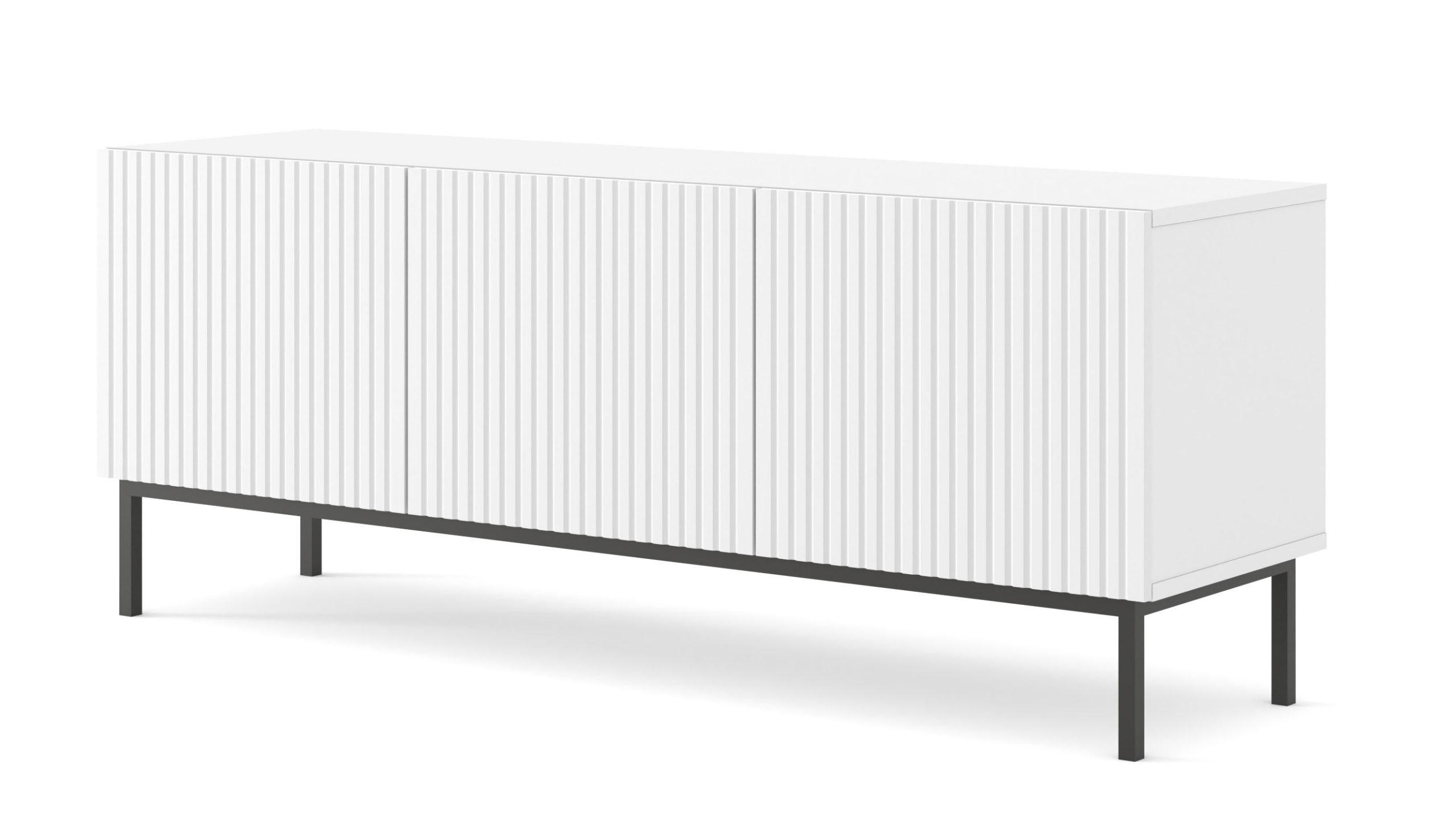 TV LOWBOARD Weiß, Weiß Hochglanz, Schwarz 150/58/42 - Weiß Hochglanz/Schwarz, Holzwerkstoff (150/58/42cm) - RAUMHIRSCH FURNITURE