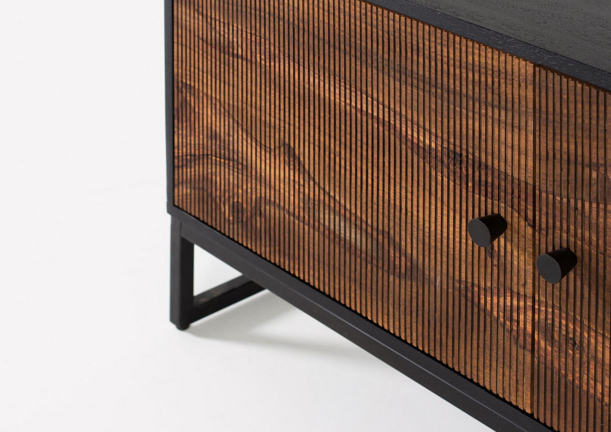 TV-SCHRANK aus Palisander mit braunen Metallbeinen - Schwarz, Holz (150/50/40cm) - Giner y Colomer