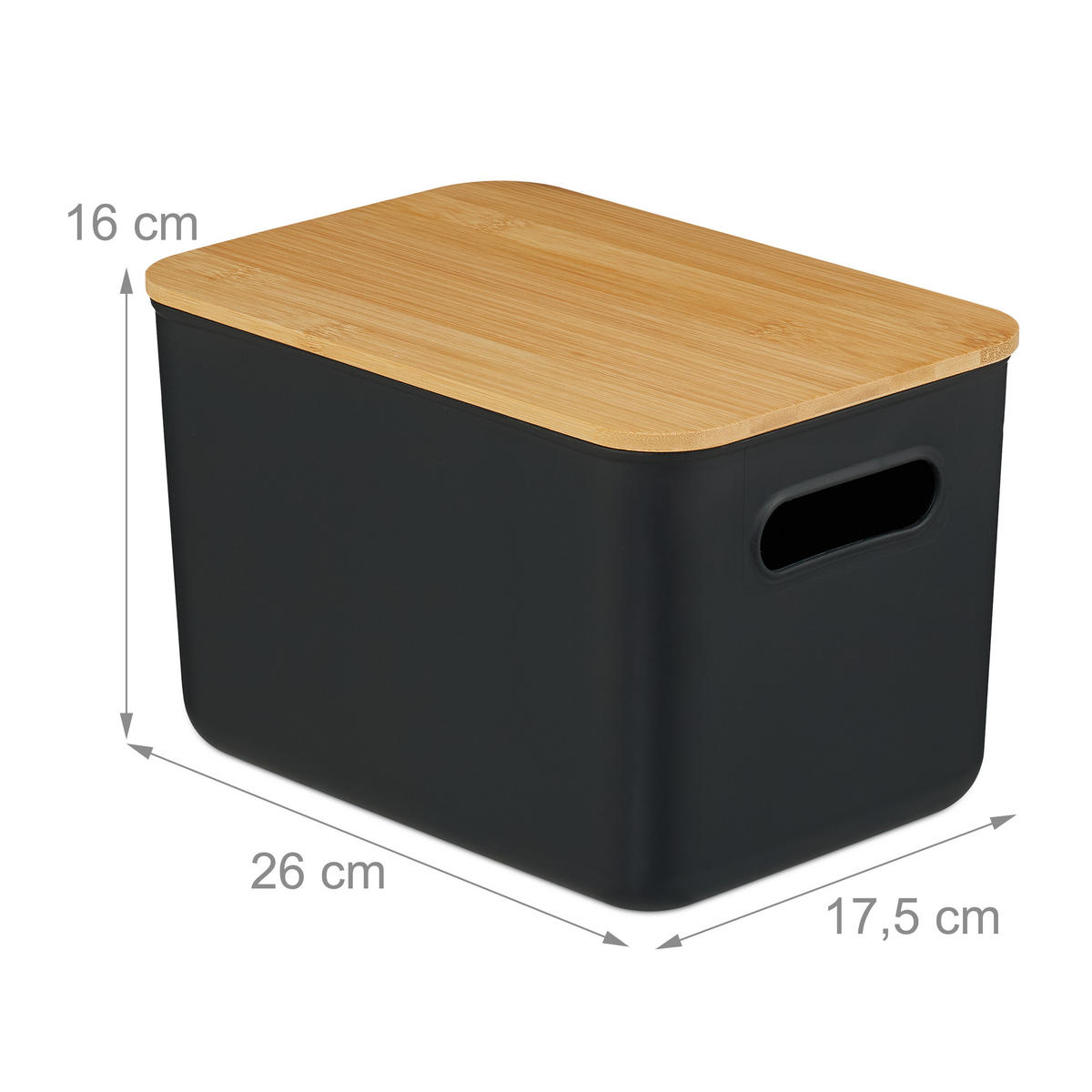 2XAUFBEWAHRUNGSBOX - Schwarz, Holz/Kunststoff (26/16/17.5cm) - Relaxdays
