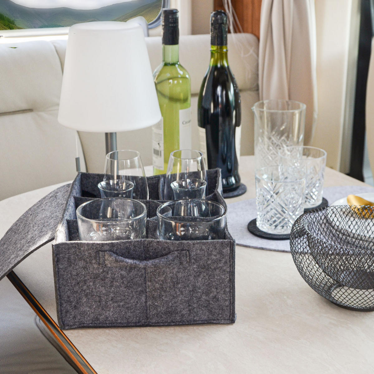 TASSENHALTER - ca. 28 x 21 x 11,5 cm - aus Filz - Grau, Kunststoff (21/11.5/28cm) - Dunedesign