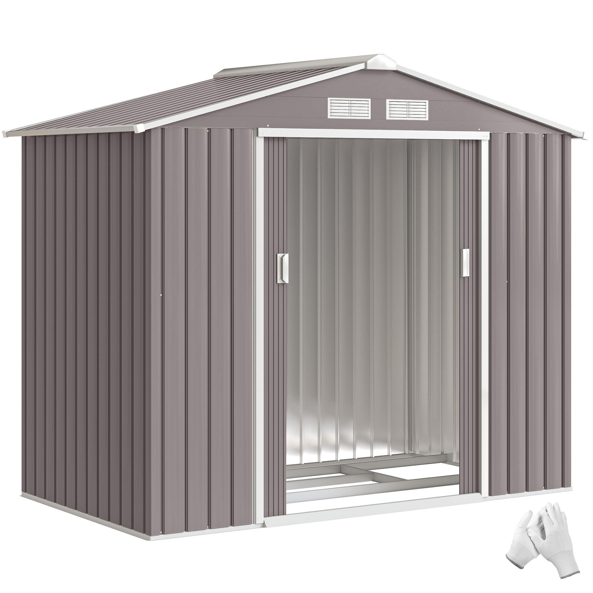 GARTENHAUS Grau 213.0/130.0/185.0cm - Grau, Metall (130/185/213cm)