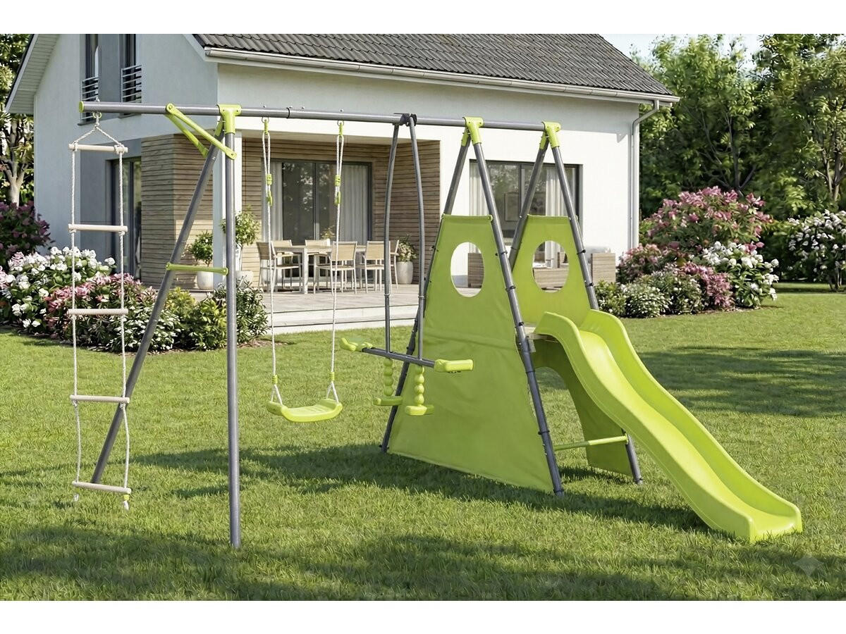 SPIELTURM AUS METALL Dany Grün - Grün, Metall (285/195/268cm) - Habitat Garten