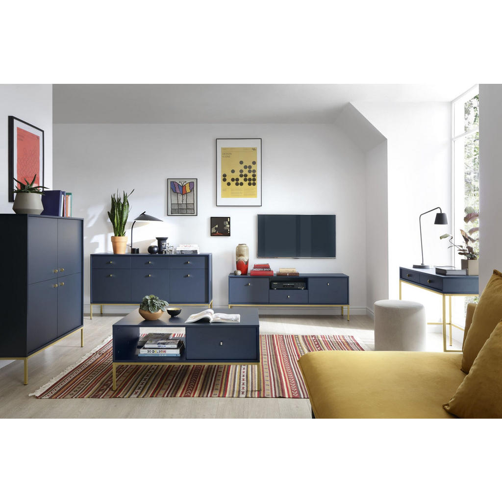 Thumbnail - Möblo Couchtisch, Dunkelblau, Gold, Holzwerkstoff, 1 Schubladen, 104x46x68 cm, Wohnzimmer, Wohnzimmertische, Couchtische