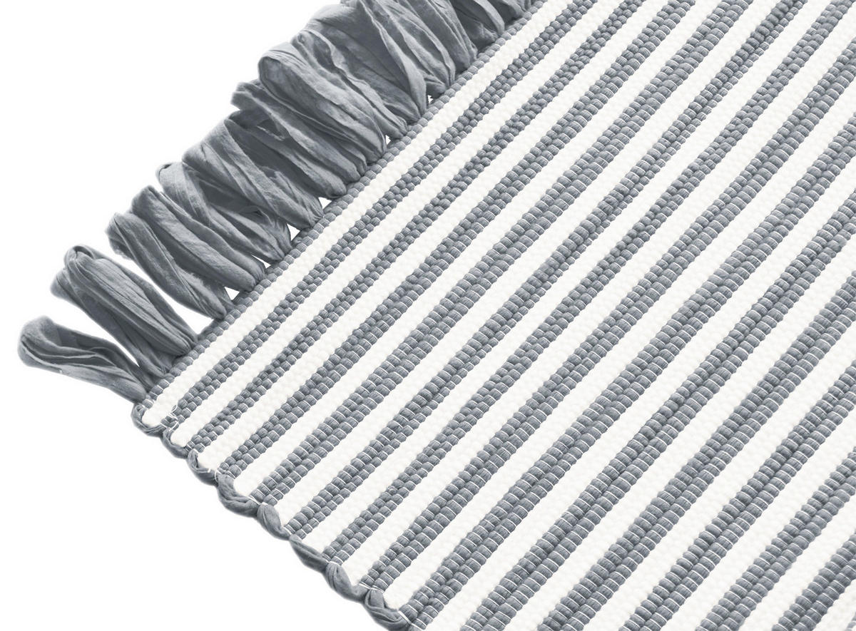 HANDGEWEBTER Läufer 50x70 cm Rauchgrau - Grau, Naturmaterialien/Textil (50/70cm) - Lashuma
