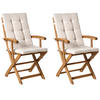 GARTENSTUHL 2er-Set Hellbeige Maui Premium - Beige/Braun, Holz (46/92/48cm) - Beliani