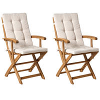 GARTENSTUHL 2er-Set Hellbeige Maui Premium - Beige/Braun, Holz (46/92/48cm) - Beliani