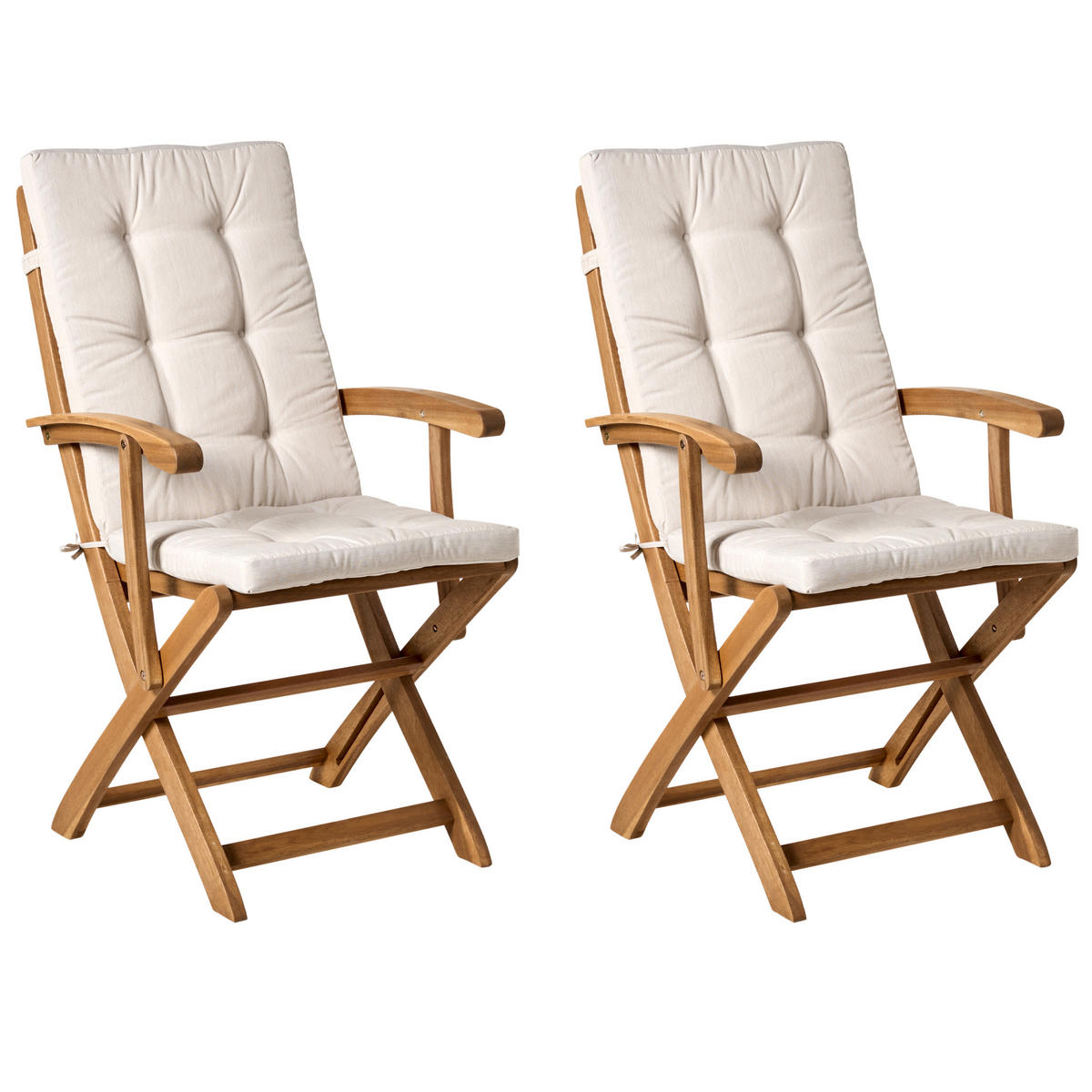 GARTENSTUHL 2er-Set Hellbeige Maui Premium - Beige/Braun, Holz (46/92/48cm) - Beliani
