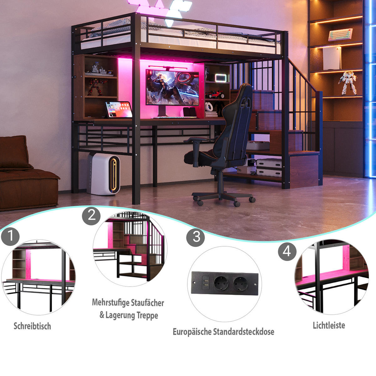 HOCHBETT Eisen 90/200 cm Schwarz - Schwarz, Holzwerkstoff/Metall - Raumix