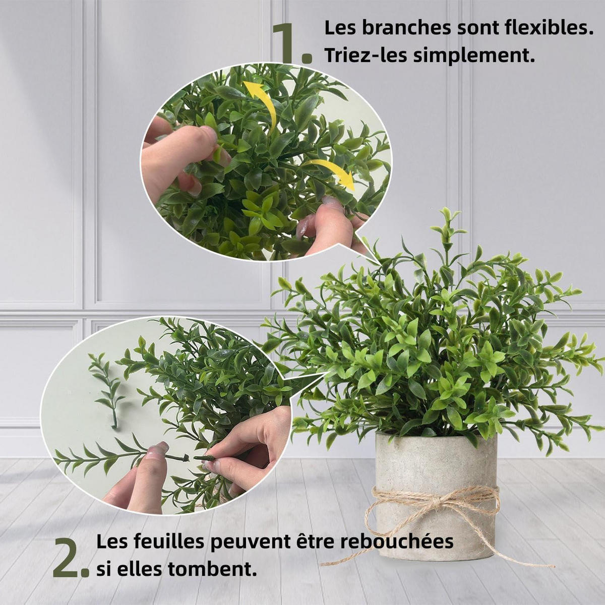 KUNSTPFLANZEN 3-teiliges Set Eukalyptus mit braunem Topf - Multicolor, Kunststoff (15cm)