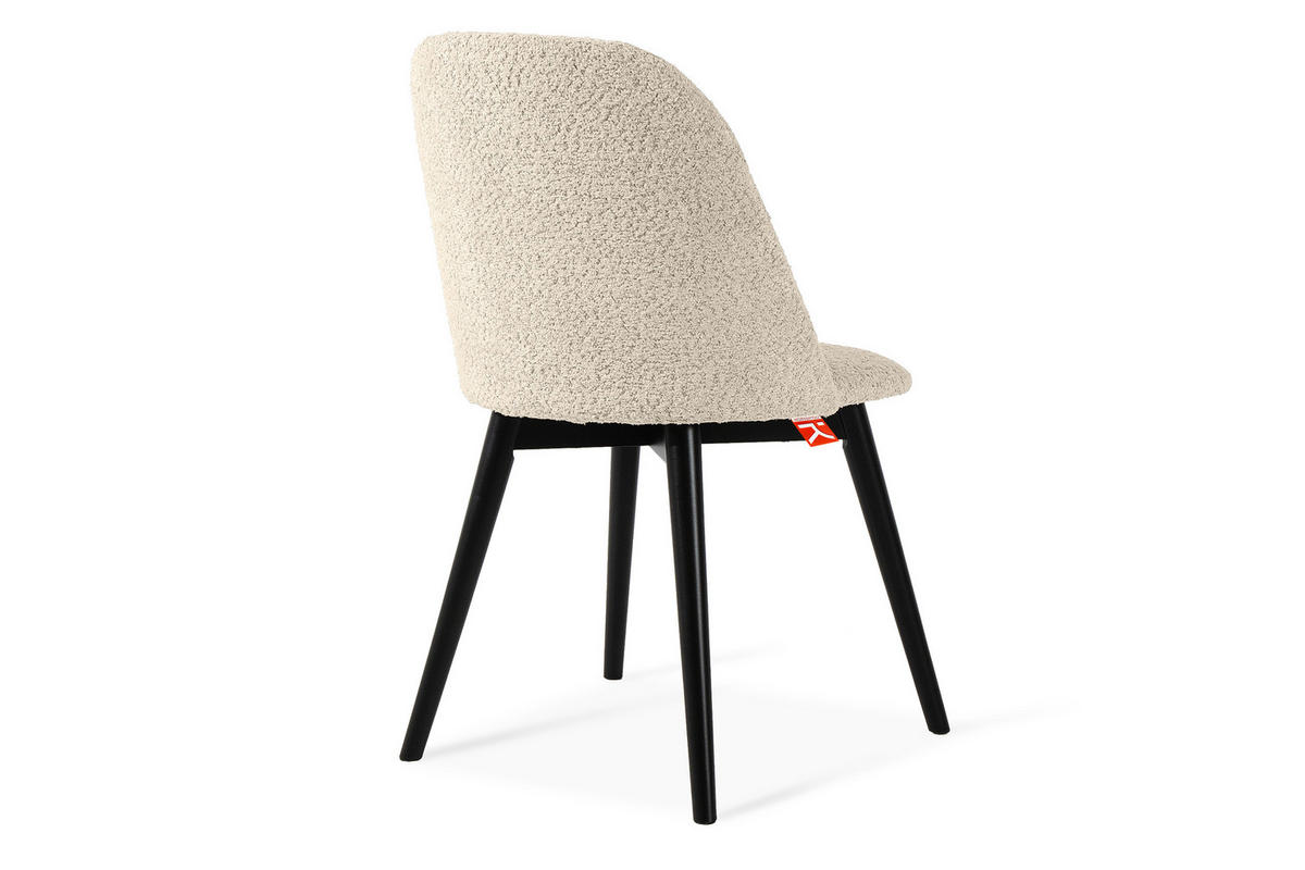POLSTERSTUHL BAKERI Esstischstühl, 2-er Set, Bouclé - Creme/Schwarz, Holz/Textil (48/86/44cm) - KONSIMO®