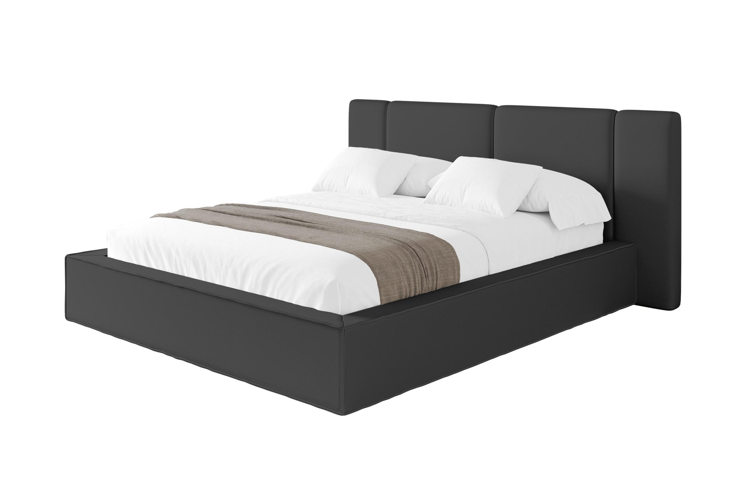POLSTERBETT mit Bettkasten und Lattenrost, Bett mit Matratze H3/H4 - RIVO 140x200 Schwarz - Schwarz Hochglanz, Holzwerkstoff/Textil (140/200cm) - ALTDECOR