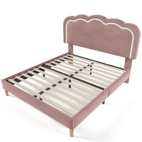 POLSTERBETT 140/200 cm Rosa mit LED und Verstellbares Kopfteil - Rosa, Textil (140/200cm) - Oxeza