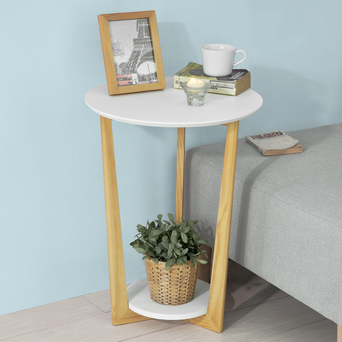 BEISTELLTISCH Weiß - Weiß, Holzwerkstoff (25/45/60cm) - SoBuy