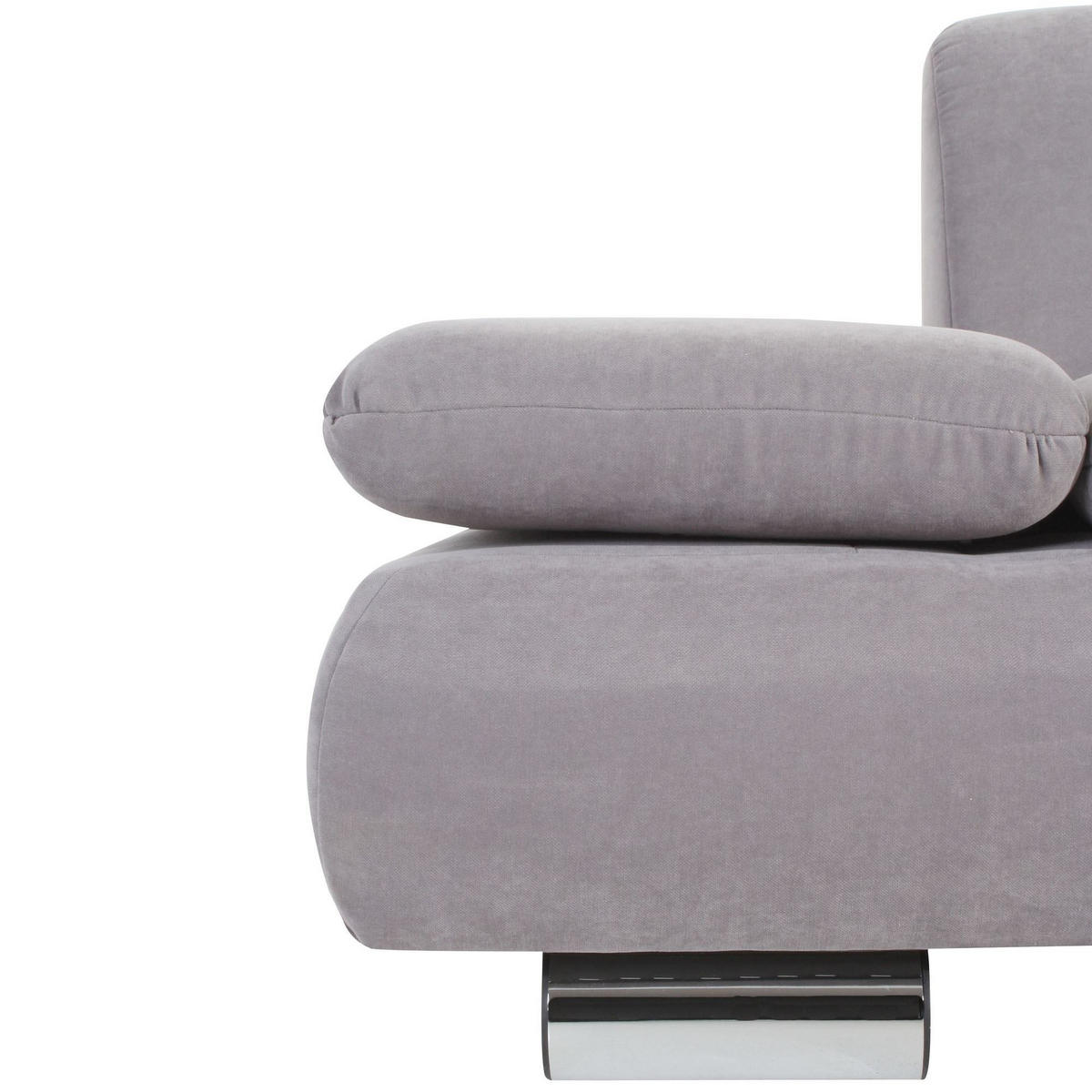 SOFA 2-Sitzer Kaye Bezug Veloursstoff Metallfuß verchromt / silber - Grau, Kunststoff (190/76/90cm) - 58aufmkessel