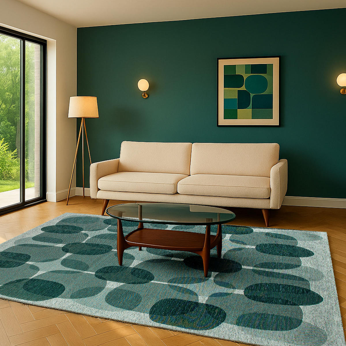 TEPPICH Cafe Green Eggs 170/240 cm - Blau, Textil (170/240cm) - Lola&Moi
