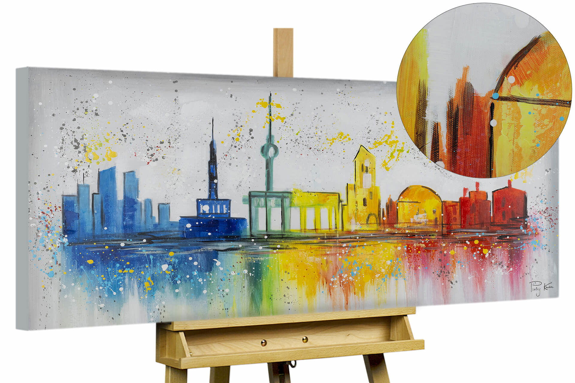 ACRYLBILD HANDGEMALT 120/60 cm - Weiß, Holz/Textil (120/60cm) - KUNSTLOFT