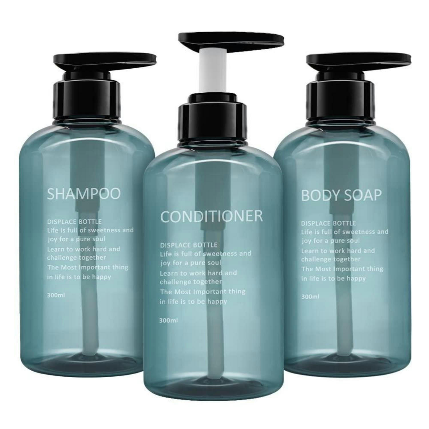 PUMPFLASCHEN-SET 3er-Pack 300ml Blau - Blau, Kunststoff (5/5/10cm)