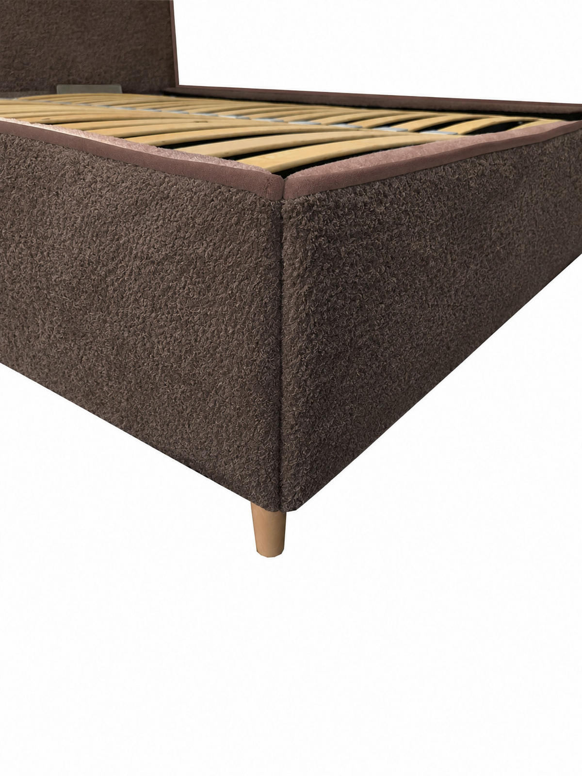 POLSTERBETT COCO 180x200 cm Dunkelbraun Royal mit Bettkasten Bonellmatratze H3 - Dunkelbraun, Textil (180/200cm) - KS Home Concept