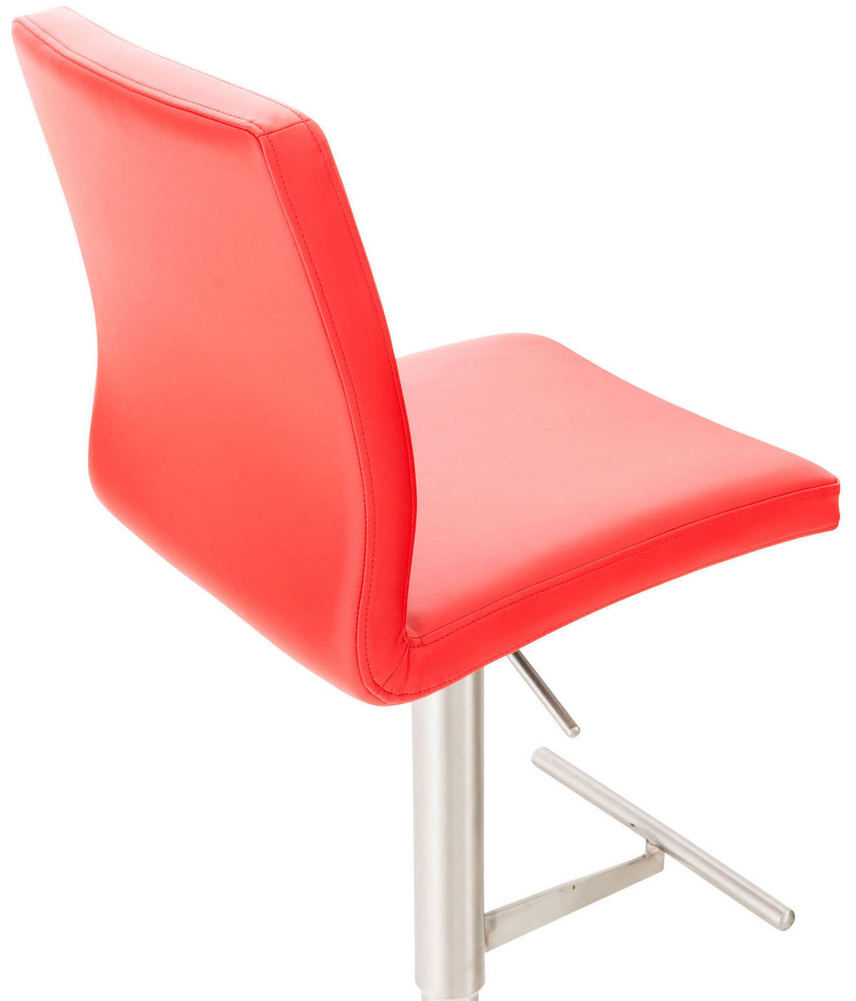 BARHOCKER Lederlook rot - Edelstahlfarben/Rot, Textil/Metall (40/93/49cm) - CLP