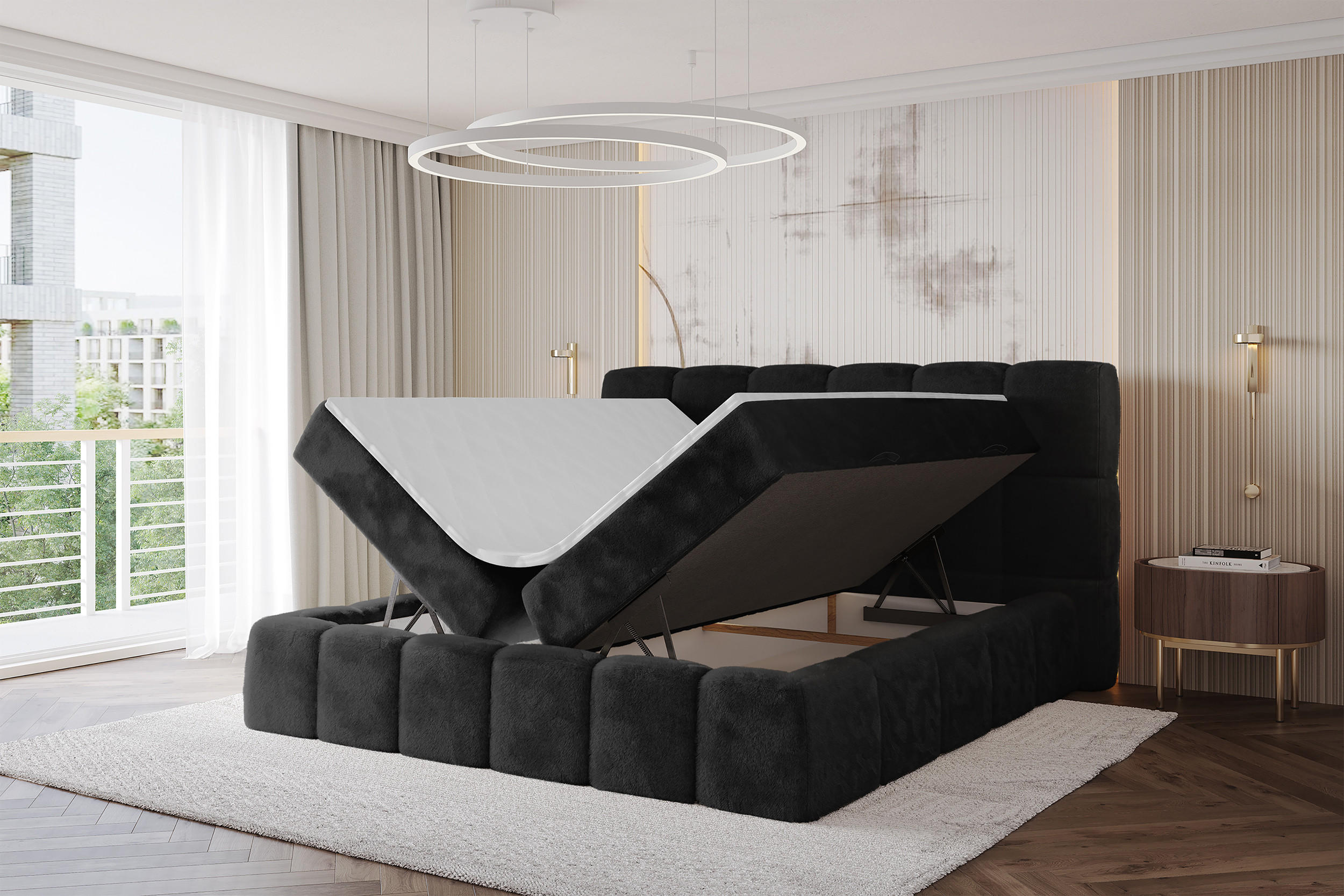 Thumbnail - Altdecor Boxbett, Schiefer, Holzwerkstoff, H4, Höhe ca. 20 cm, 120x200 cm, Schlafzimmer, Betten, Boxspringbetten