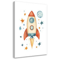 LEINWANDBILD Bunte Weltraumrakete 80x120cm - Multicolor, Textil (80/120cm) - Feeby
