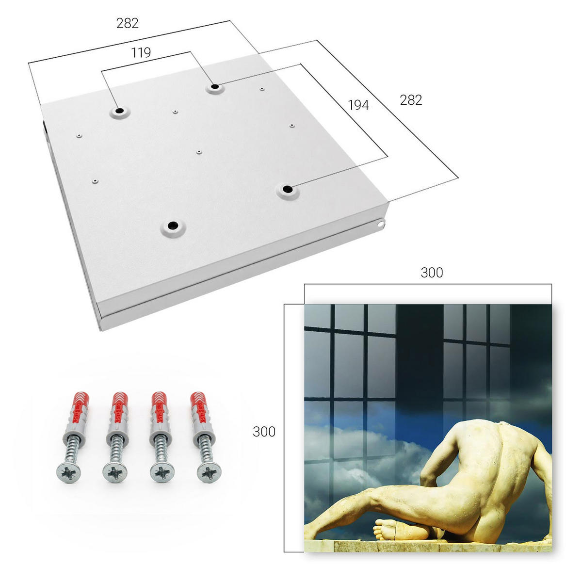 SCHLÜSSELBOX Weiß 30x30 cm – Türöffnung nach rechts - Klassische Eleganz - Gelb, Metall (30/30/5cm) - TULUP