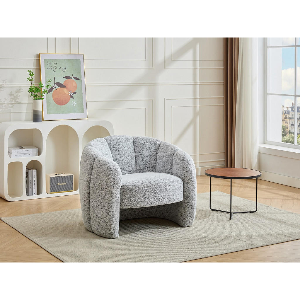 Thumbnail - Vente-Unique Muschelsessel, Grau, Textil, Uni, 1-Sitzer, 93x73x76 cm, Wohnzimmer, Sessel, Polstersessel