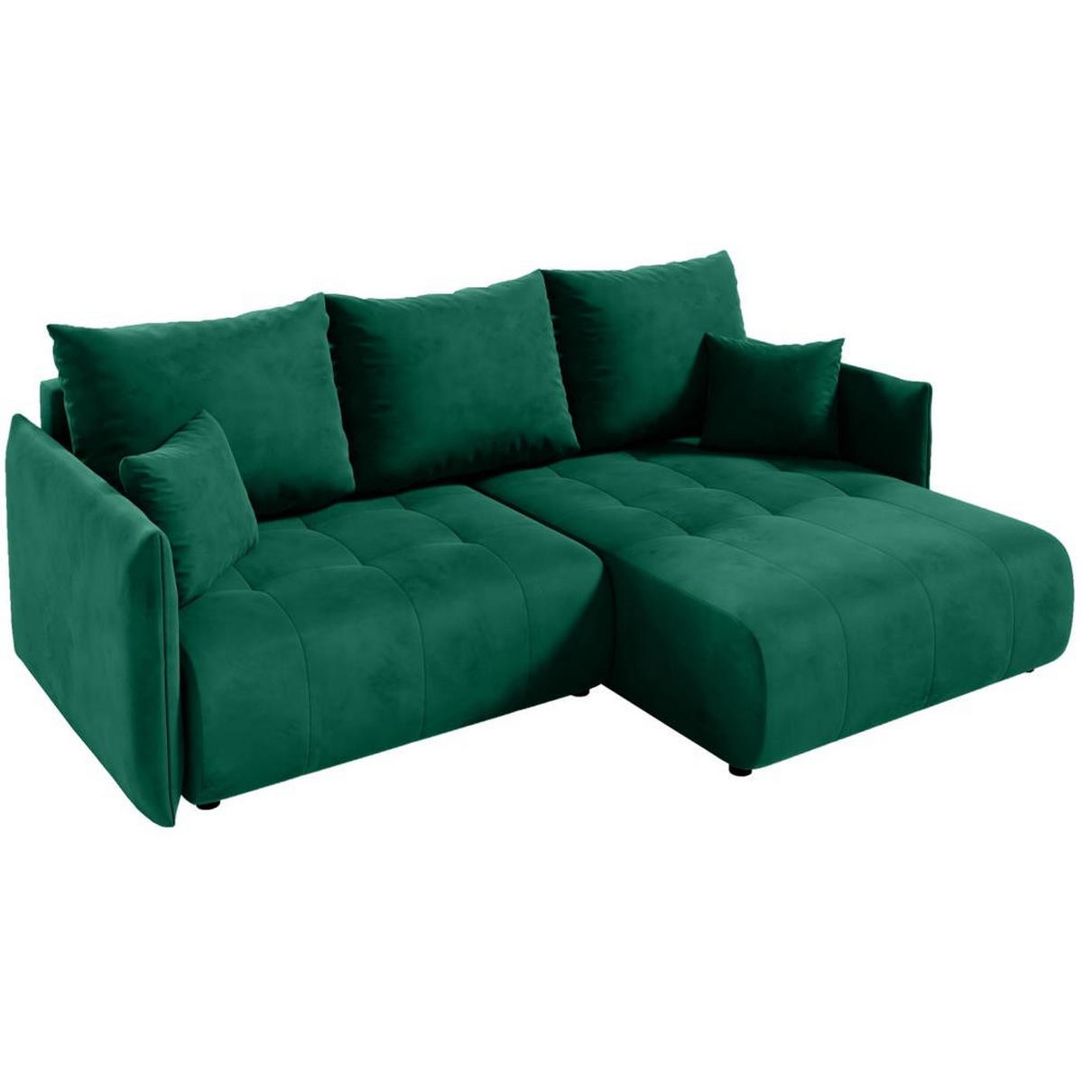 ECKSCHLAFSOFA Henry Mini grün rechts - Schwarz/Grün, Kunststoff/Textil (221/153cm) - Beautysofa