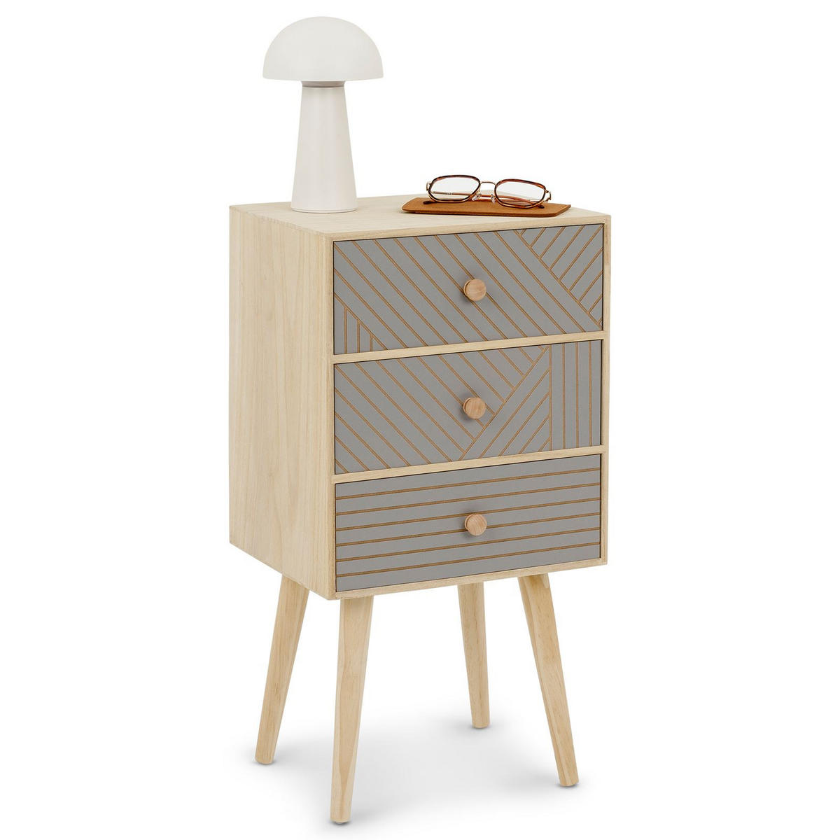 NACHTTISCH PELO - Grau, Holz (35/67/29cm) - IDIMEX