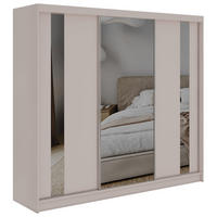 SCHWEBETÜRENSCHRANK mit Schubladen 240 - GRECJA - Kaschmir mit Spiegel - Kaschmir/Alufarben, Holzwerkstoff/Metall (240/216/61cm) - MKS