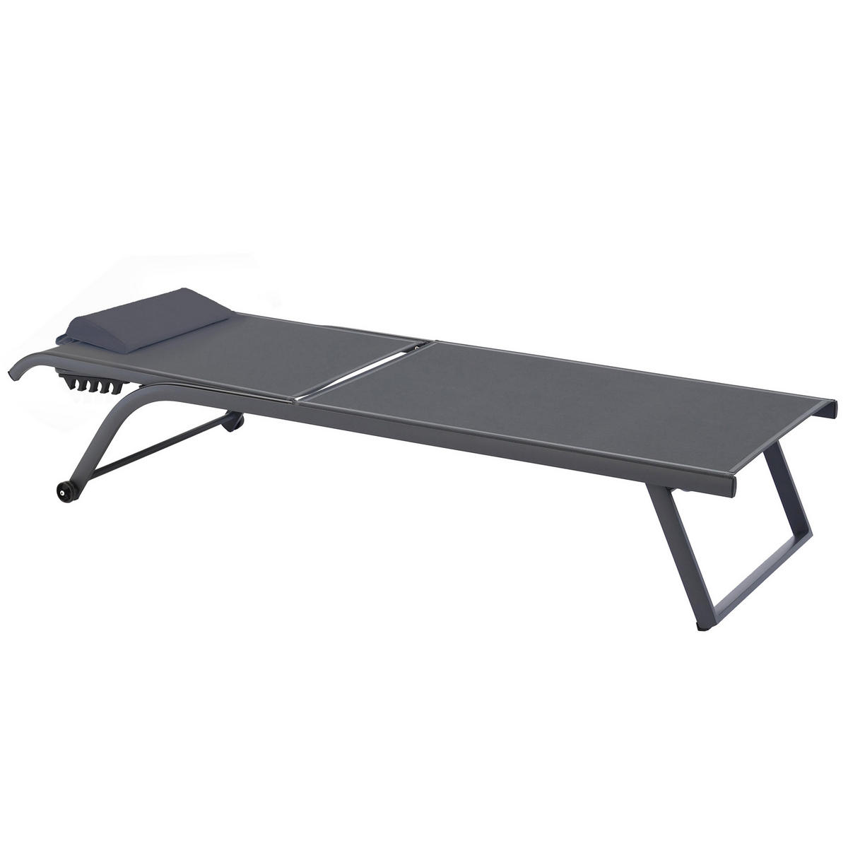 SONNENLIEGE 2-tlg., Grau - Grau, Textil (70/69/182cm) - Oviala